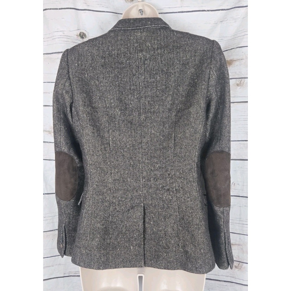 Banana Republic Safari & Travel Co Tweed Blazer 4 Herringbone Elbow Patch Wool - Picture 4 of 10
